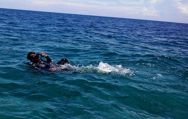 Peserta Kenal Medan TWKM 28 Sulsel divisi penyelaman lakukan penyelaman dengan kedalaman 18 meter. Makassar, Kamis 20 Oktober 2016. WARTAPALAINDONESIA/Wahyu Ahmad